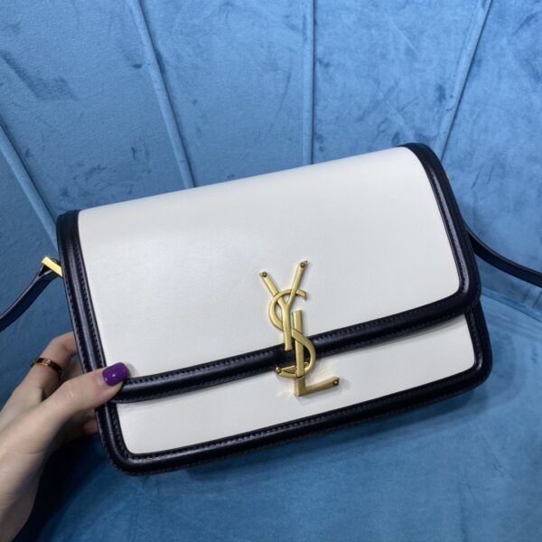 YSL SOLFERINO MEDIUM SATCHEL IN CANVAS AND BOX SAINT LAURENT LEATHER