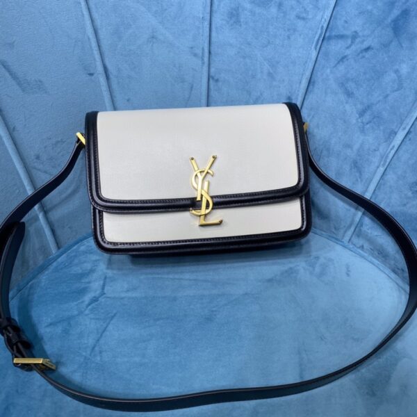 YSL SOLFERINO MEDIUM SATCHEL IN CANVAS AND BOX SAINT LAURENT LEATHER