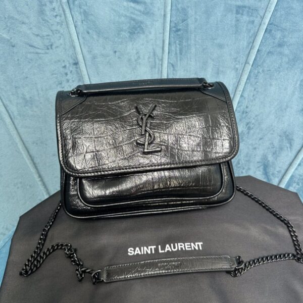 YSL NIKI BABY CHAIN BAG IN CROCODILE-EMBOSSED LEATHER
