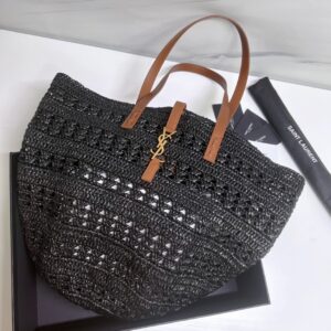 YSL PANIER MEDIUM BAG IN CROCHET RAFFIA