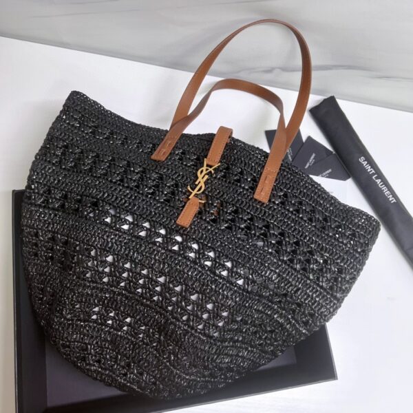 YSL PANIER MEDIUM BAG IN CROCHET RAFFIA