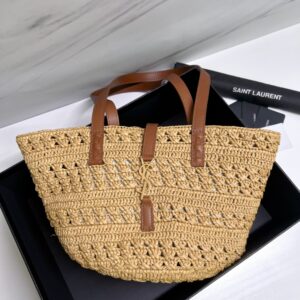YSL PANIER SMALL BAG IN CROCHET RAFFIA