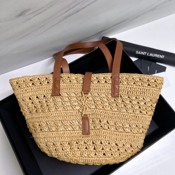 YSL PANIER SMALL BAG IN CROCHET RAFFIA
