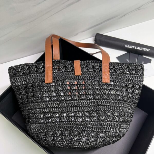 YSL PANIER SMALL BAG IN CROCHET RAFFIA