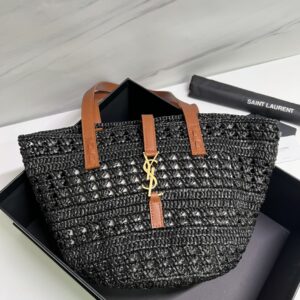 YSL PANIER SMALL BAG IN CROCHET RAFFIA