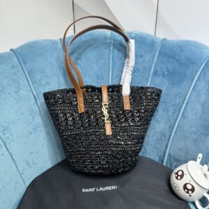 YSL PANIER SMALL BAG IN CROCHET RAFFIA