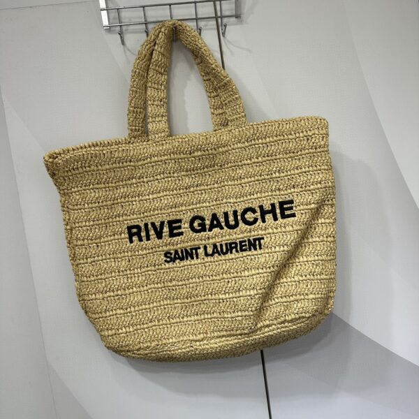 YSL RIVE GAUCHE SUPPLE TOTE BAG IN RAFFIA CROCHET