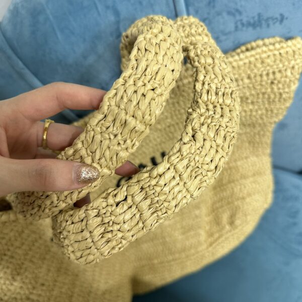 YSL RIVE GAUCHE SUPPLE TOTE BAG IN RAFFIA CROCHET