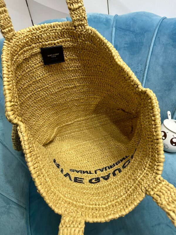 YSL RIVE GAUCHE SUPPLE TOTE BAG IN RAFFIA CROCHET
