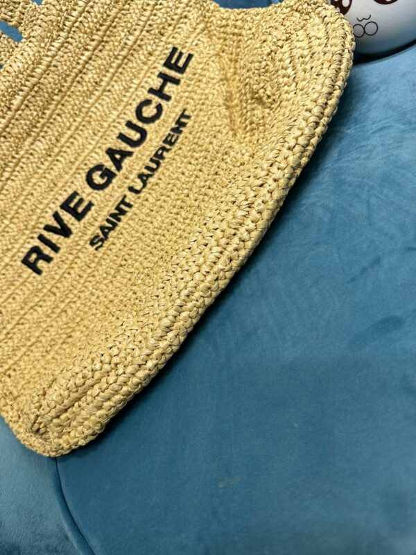 YSL RIVE GAUCHE SUPPLE TOTE BAG IN RAFFIA CROCHET