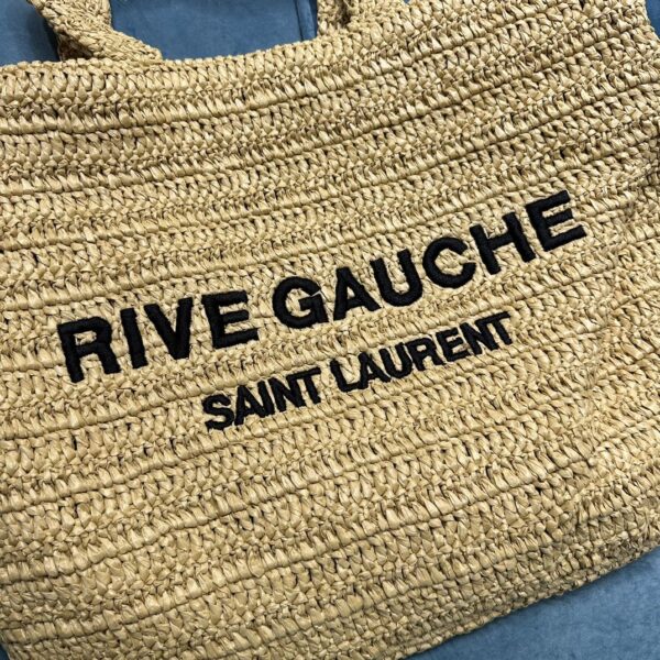 YSL RIVE GAUCHE SUPPLE TOTE BAG IN RAFFIA CROCHET