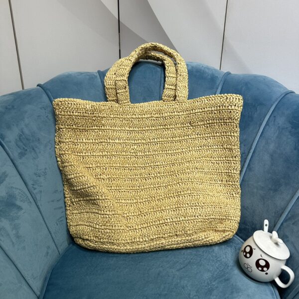 YSL RIVE GAUCHE SUPPLE TOTE BAG IN RAFFIA CROCHET