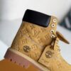 Wheat colored letter ankle boots