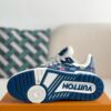 White & Blue Denim 'Trainer' Sneakers