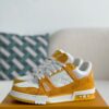 Yellow denim and white sneakers