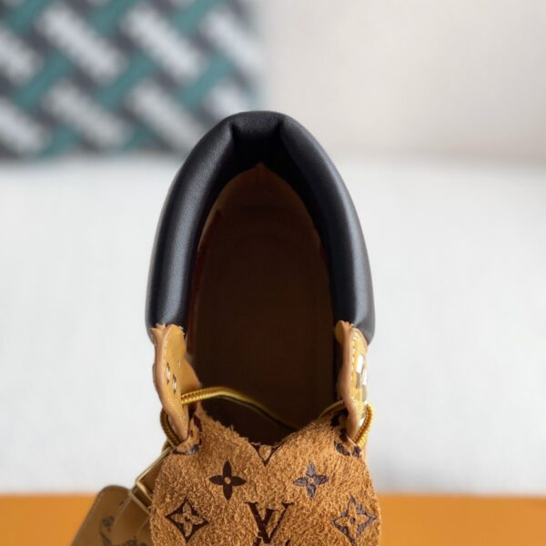 Wheat colored letter ankle boots