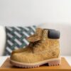 Wheat colored letter ankle boots