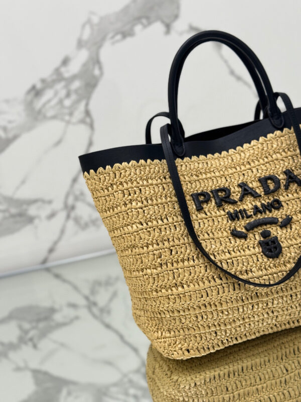 Prada Medium crochet and leather tote bag