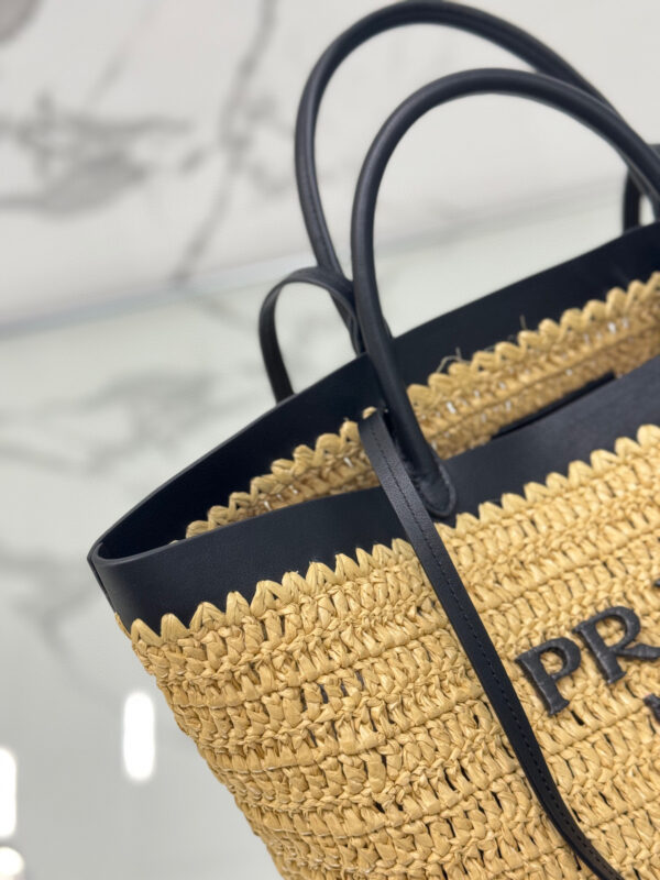 Prada Medium crochet and leather tote bag