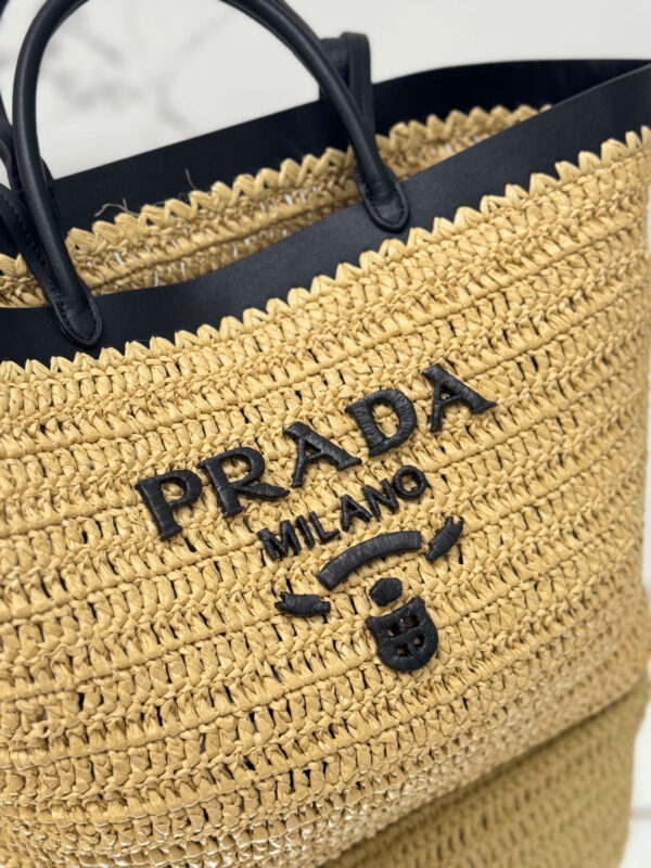 Prada Medium crochet and leather tote bag