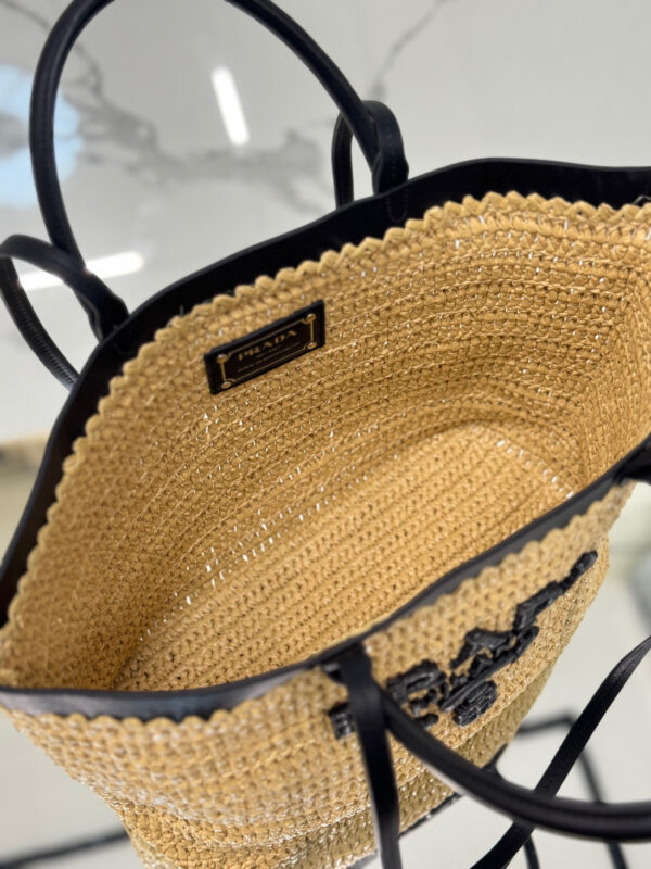 Prada Medium crochet and leather tote bag