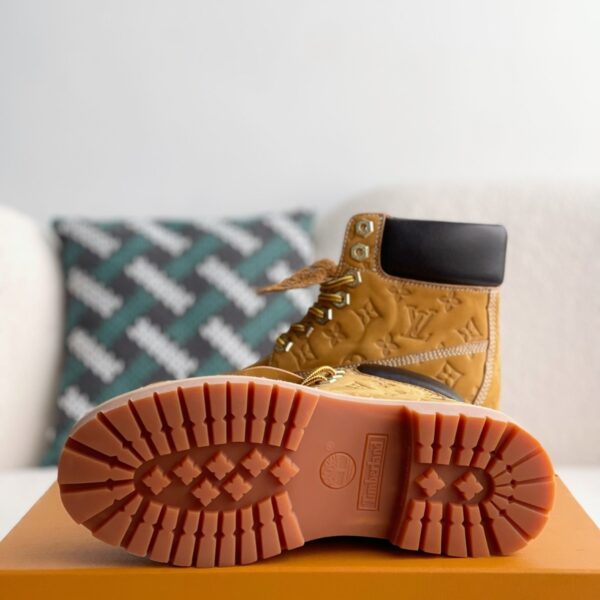 Wheat colored letter ankle boots