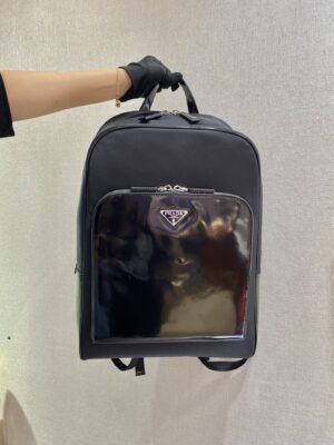 Prada Black Re-nylon And Leather Backpack