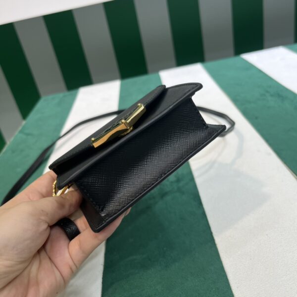 Prada Saffiano leather card holder with shoulder strap