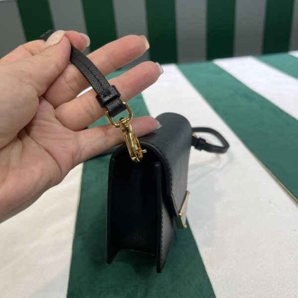 Prada Saffiano leather card holder with shoulder strap