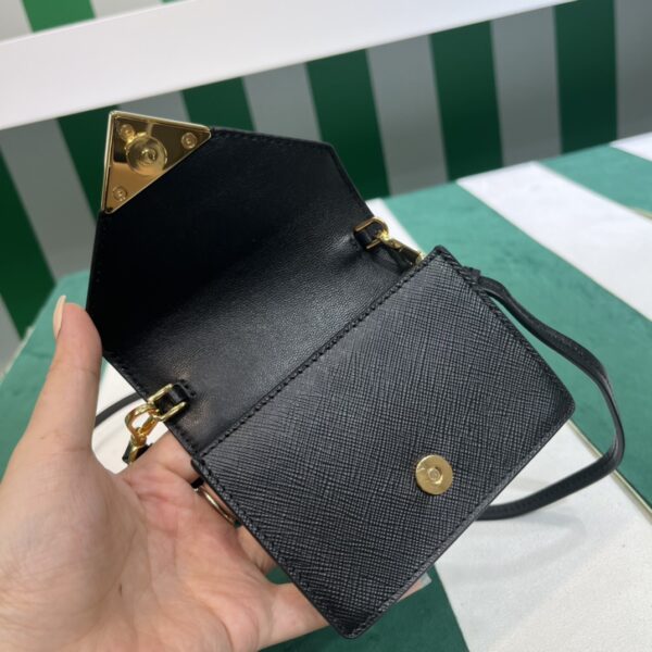 Prada Saffiano leather card holder with shoulder strap