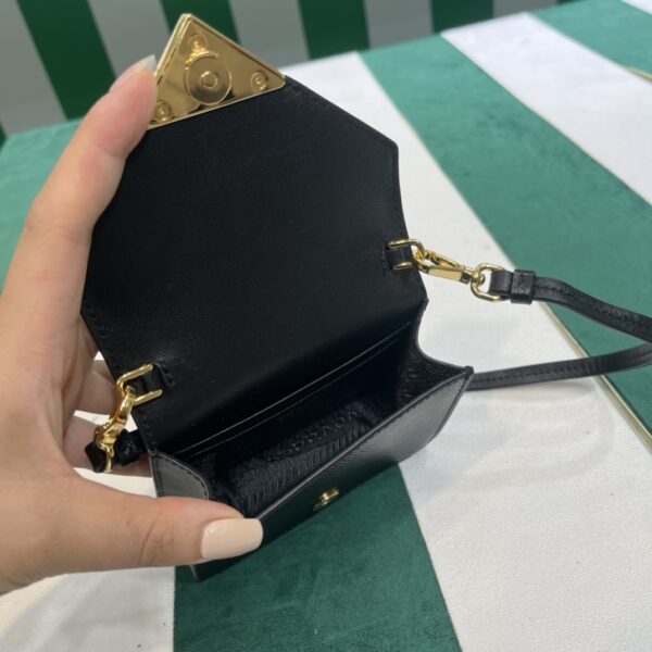 Prada Saffiano leather card holder with shoulder strap