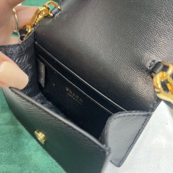 Prada Saffiano leather card holder with shoulder strap