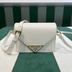 Prada Saffiano leather card holder with shoulder strap