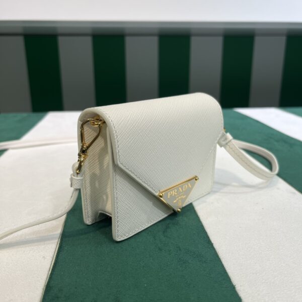 Prada Saffiano leather card holder with shoulder strap