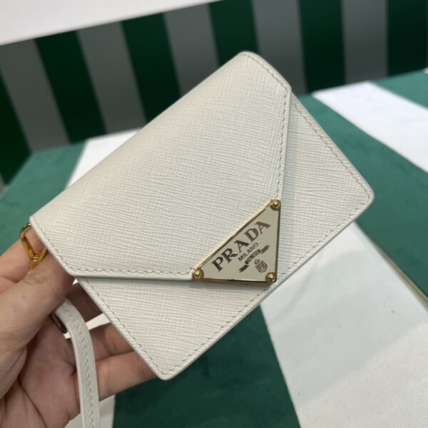 Prada Saffiano leather card holder with shoulder strap