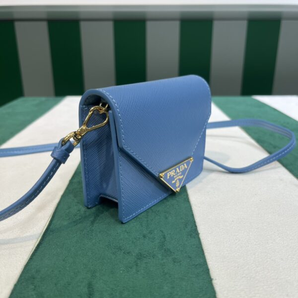 Prada Saffiano leather card holder with shoulder strap