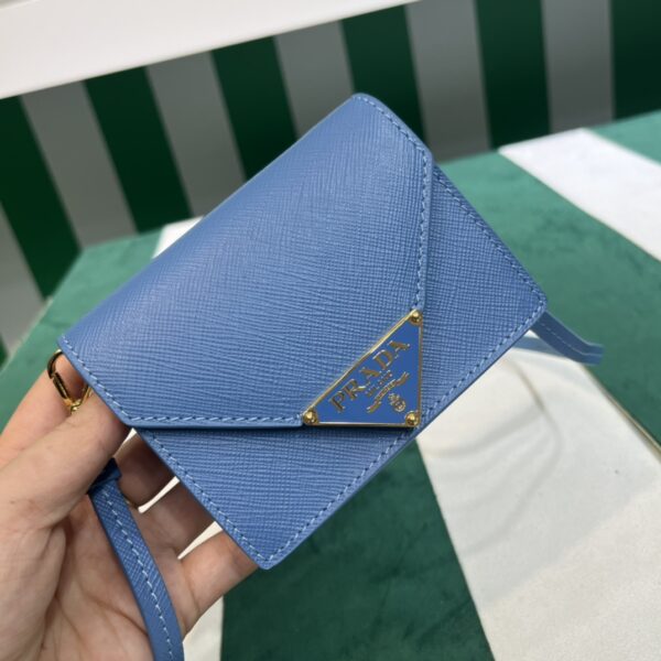 Prada Saffiano leather card holder with shoulder strap