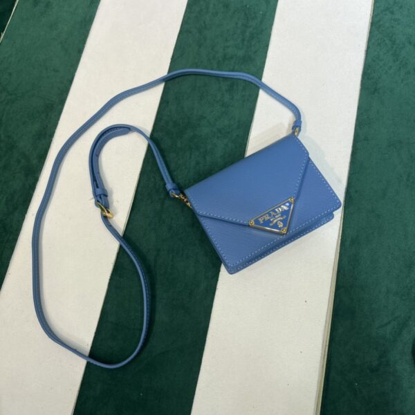 Prada Saffiano leather card holder with shoulder strap