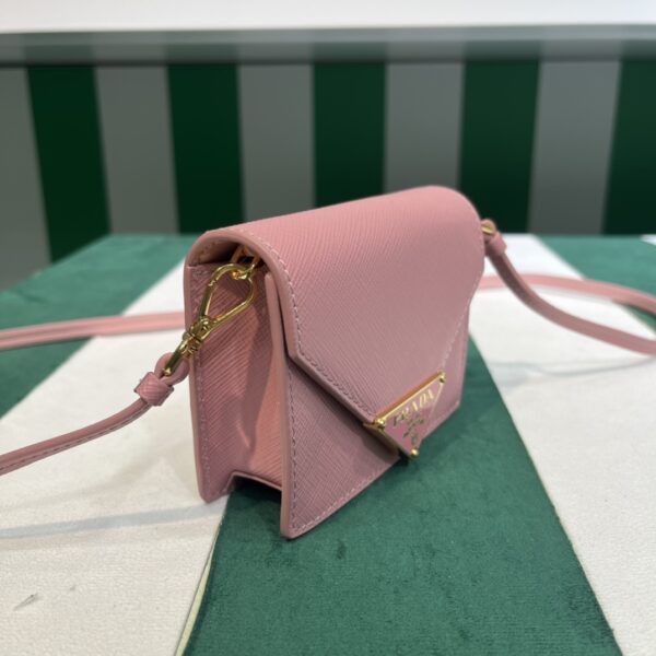 Prada Saffiano leather card holder with shoulder strap