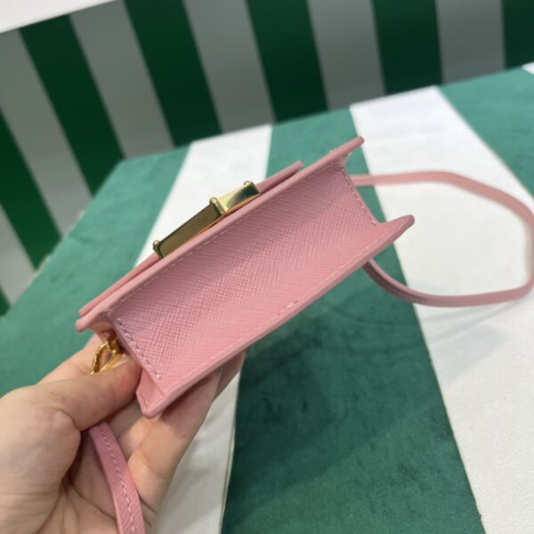 Prada Saffiano leather card holder with shoulder strap