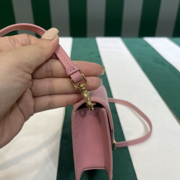 Prada Saffiano leather card holder with shoulder strap