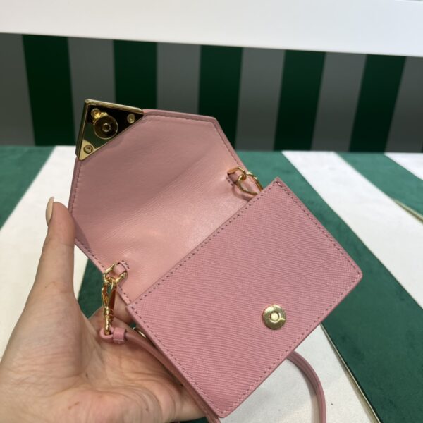 Prada Saffiano leather card holder with shoulder strap