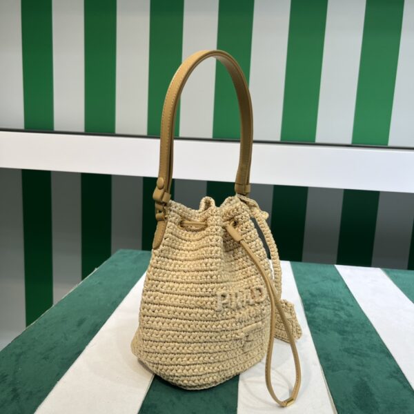 Prada Crochet and leather mini-bucket bag