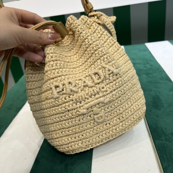 Prada Crochet and leather mini-bucket bag
