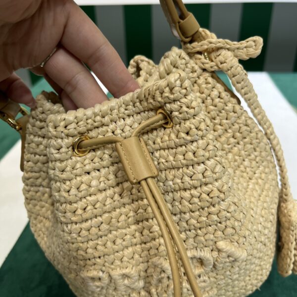 Prada Crochet and leather mini-bucket bag
