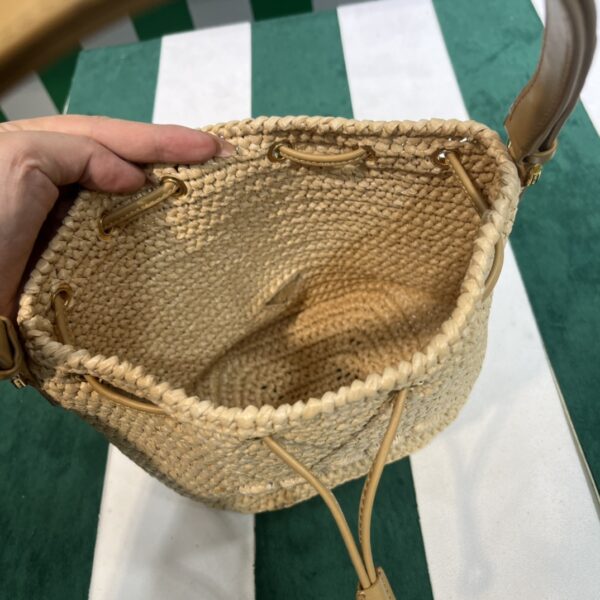 Prada Crochet and leather mini-bucket bag
