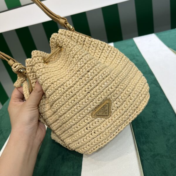 Prada Crochet and leather mini-bucket bag