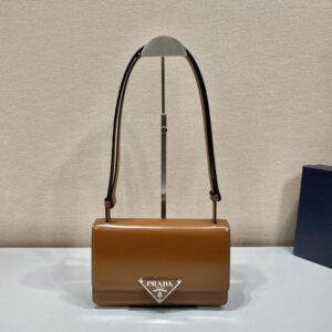 Prada Embl??me brushed-leather bag