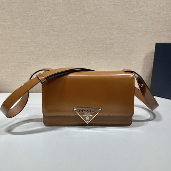 Prada Embl??me brushed-leather bag