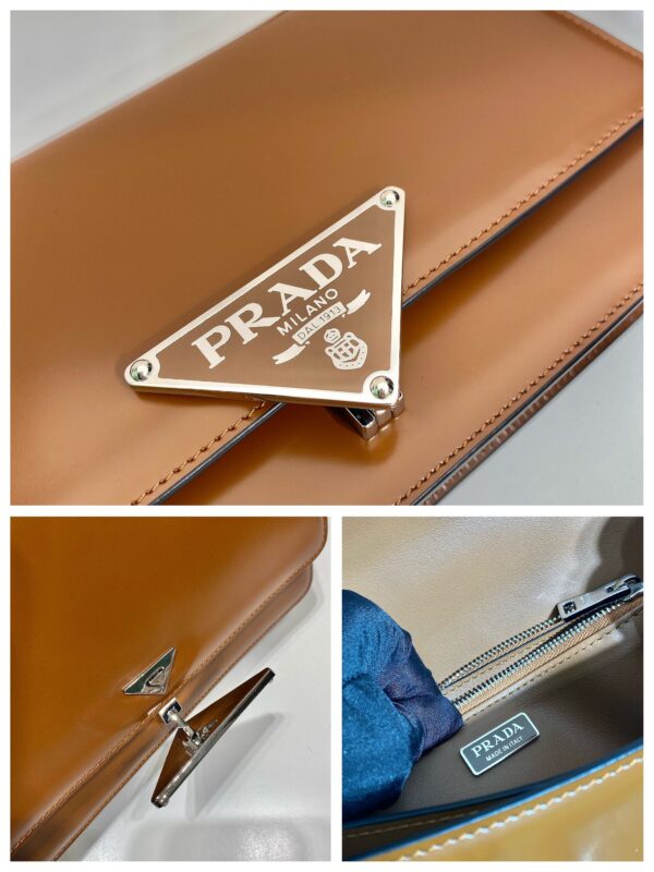 Prada Embl??me brushed-leather bag